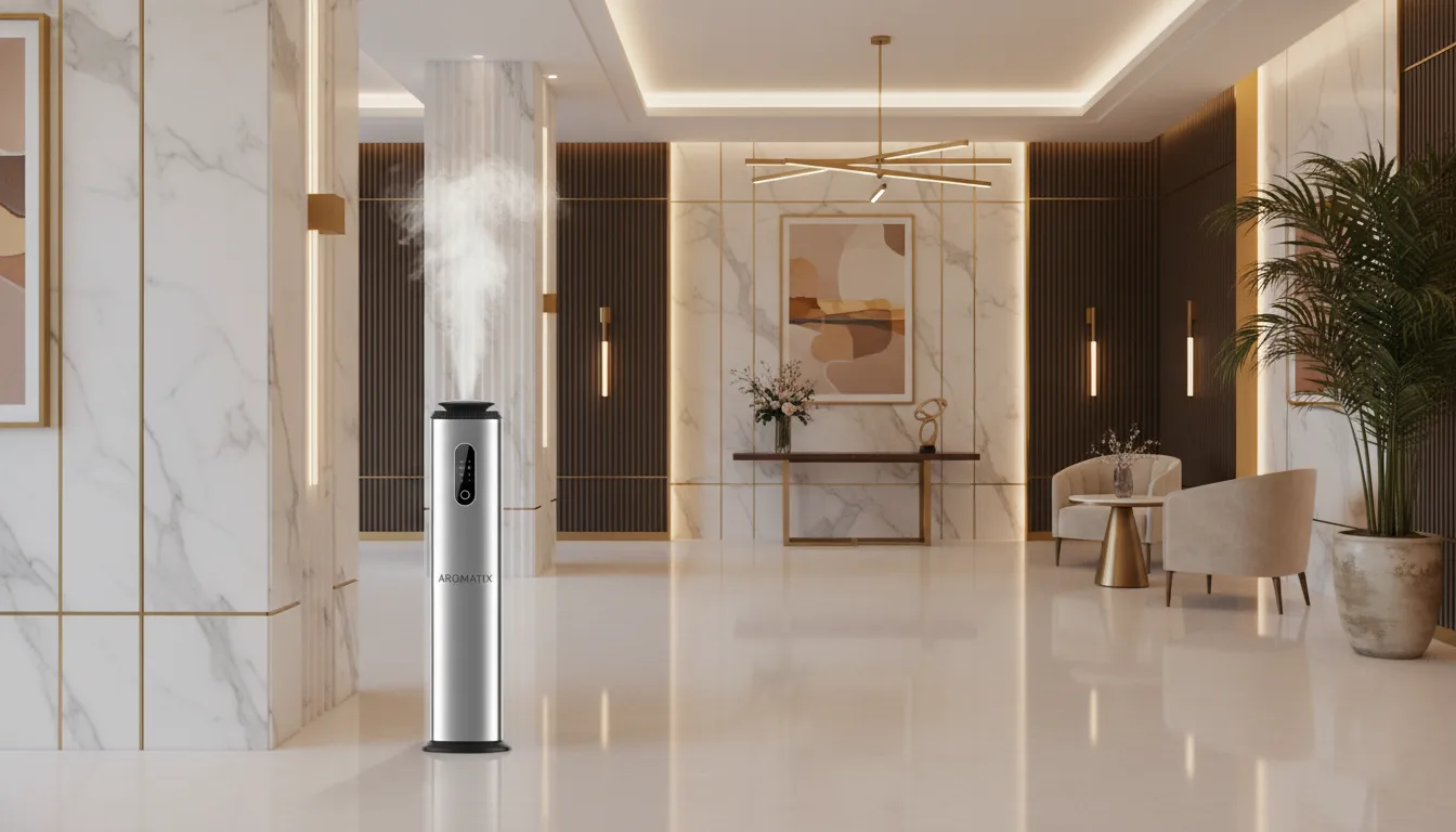 Difuzor de parfum profesional în holul unui hotel